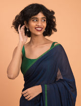 Women's Blue Mul Viscose Slub Saree