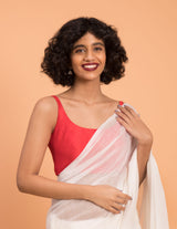 Women's White Mul Cotton Modal Saree