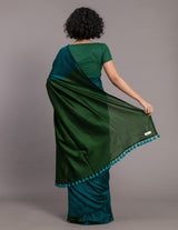 Women's Blue Cotton Acrylic Saree with Blouse Piece