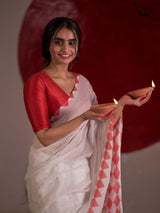 Women's White Kota Doria Saree