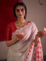 Women's White Kota Doria Saree