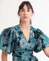 Women's Blue Casual Half Sleeves Dress