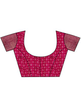 Women's Muga Silk Pink Printed Designer Saree With Blouse Piece
