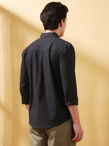 Men's Black Casual Regular Fit Solid Shirt