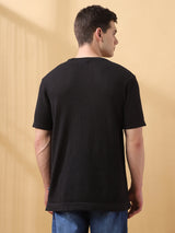 Men's Black Casual Regular Fit Half Sleeves Solid Tshirt
