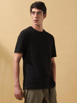 Men's Black Casual Regular Fit Half Sleeves Solid Tshirt