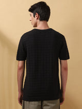 Men's Black Casual Regular Fit Half Sleeves Solid Tshirt