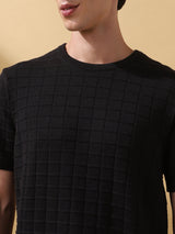 Men's Black Casual Regular Fit Half Sleeves Solid Tshirt
