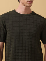 Men's Dark Green Casual Regular Fit Half Sleeves Solid Tshirt