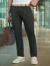 Men's Green Casual Regular Fit Solid Chinos