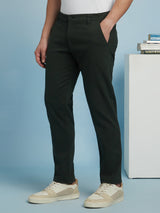Men's Green Casual Regular Fit Solid Chinos