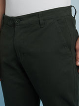 Men's Green Casual Regular Fit Solid Chinos