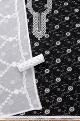 Women's Black Rayon Ethnic Motif Unstitch Dress Material With Sequins