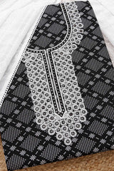 Women's Black Rayon Geometric Print Unstitch Dress Material With Sequins