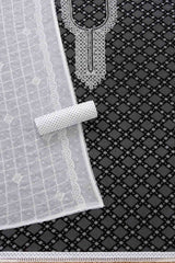 Women's Black Rayon Geometric Print Unstitch Dress Material With Sequins