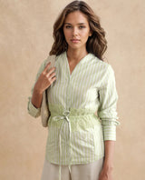 Women's Green Casual Full Sleeves Top