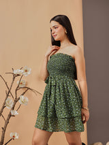 Women's Floral Printed Georgette Fit & Flare Dress