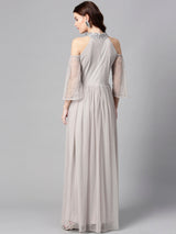 Women's Grey Embellished Maxi Dress
