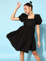Women's Black Solid Dress