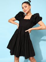 Women's Black Solid Dress