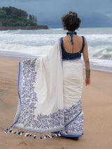 Women's White Mul Modal Saree