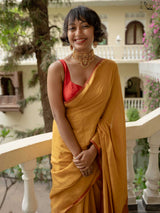 Women's Yellow Slub Saree