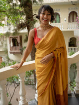 Women's Yellow Slub Saree