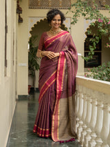 Women's Purple Slub Saree