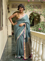 Women's Green Slub Saree
