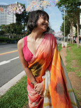 Women's Multicolor Viscose Organza Saree