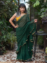 Women's Green Mul Cotton Saree