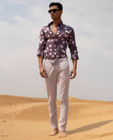 Men's Purple Casual Straight Fit Solid Trouser