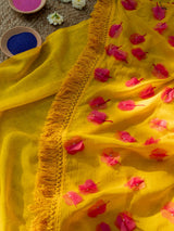 Women's Yellow Cotton Mul Saree