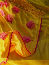 Women's Yellow Cotton Mul Saree