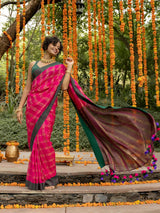 Women's Multicolor Cotton Acrylic Saree