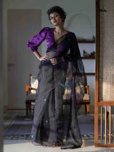 Women's Black Organza Saree