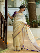 Women's Multicolor Cotton Zari Saree