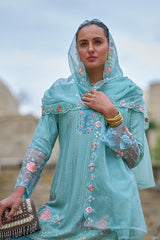 Women's Blue Fusion Regular Fit Embroidered Full Sleeves Kurtas Sets