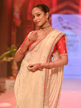 Women's White Viscose Organza Saree