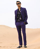 Men's Purple Casual Slim Fit Solid Trouser
