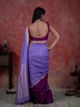 Women's Purple Silk Cotton Zari Saree