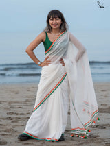 Women's White Cotton Saree