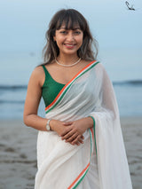 Women's White Cotton Saree