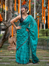 Women's Green Pure Cotton Saree