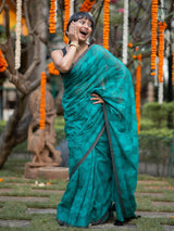 Women's Green Pure Cotton Saree