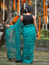 Women's Green Pure Cotton Saree