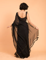 Women's Black Pure Cotton Saree