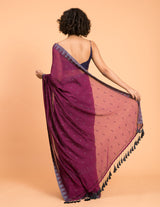 Women's Purple Cotton Blend Saree