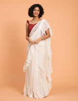Women's White Mul Cotton Saree