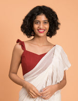 Women's White Mul Cotton Saree